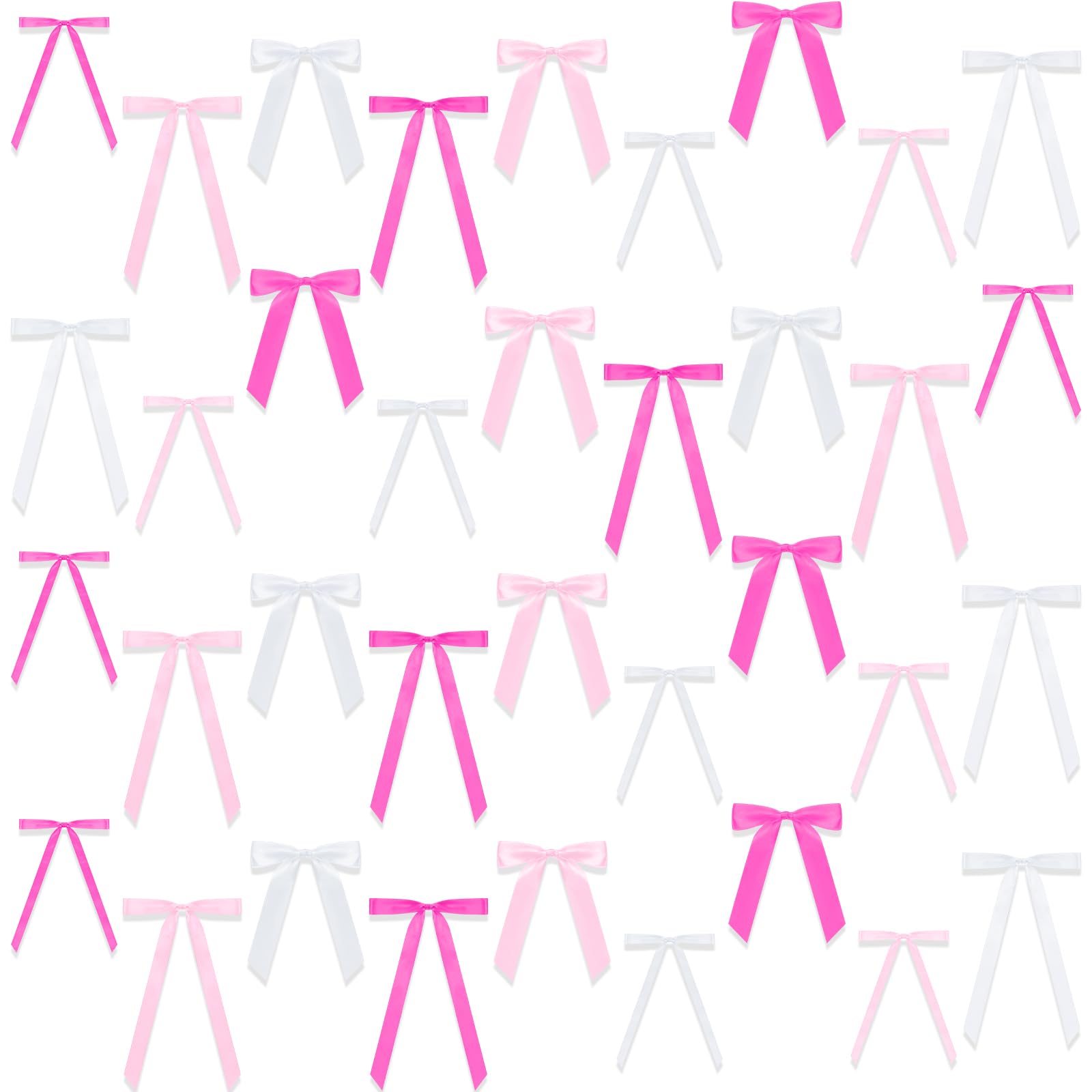 Suncalla 60 Pcs Bow Wall Decor, DIY Bows Party Decorations, Satin Ribbon Bow Garland Photo Backdrop for Birthday Baby Shower Bridal Shower Bachelorette Wedding Party Decor(Pink Series)