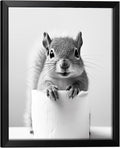 Regine Switzerland Funny Bathroom Art | Aesthetic Black and White Framed Wall Decor