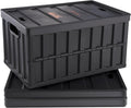 VEVOR 65L Collapsible Storage Bins - Stackable Utility Crates with Lids for Organizing Tools & More