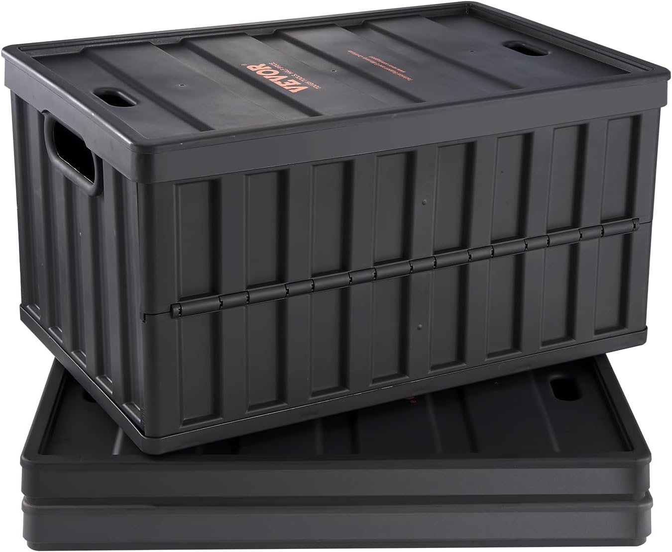 VEVOR 65L Collapsible Storage Bins - Stackable Utility Crates with Lids for Organizing Tools & More