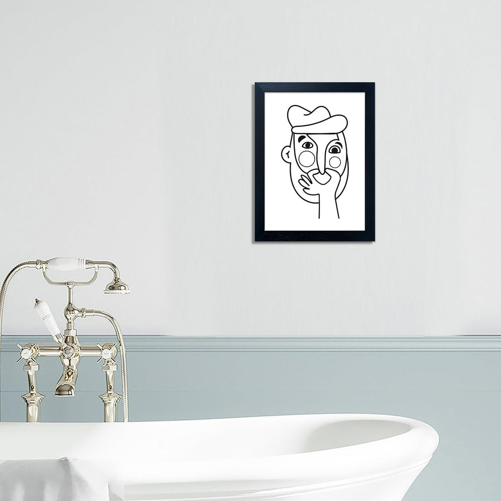 Skiennix Funny Bathroom Wall Art - Modern Minimalist Canvas Print | Hilarious Black & White Decor