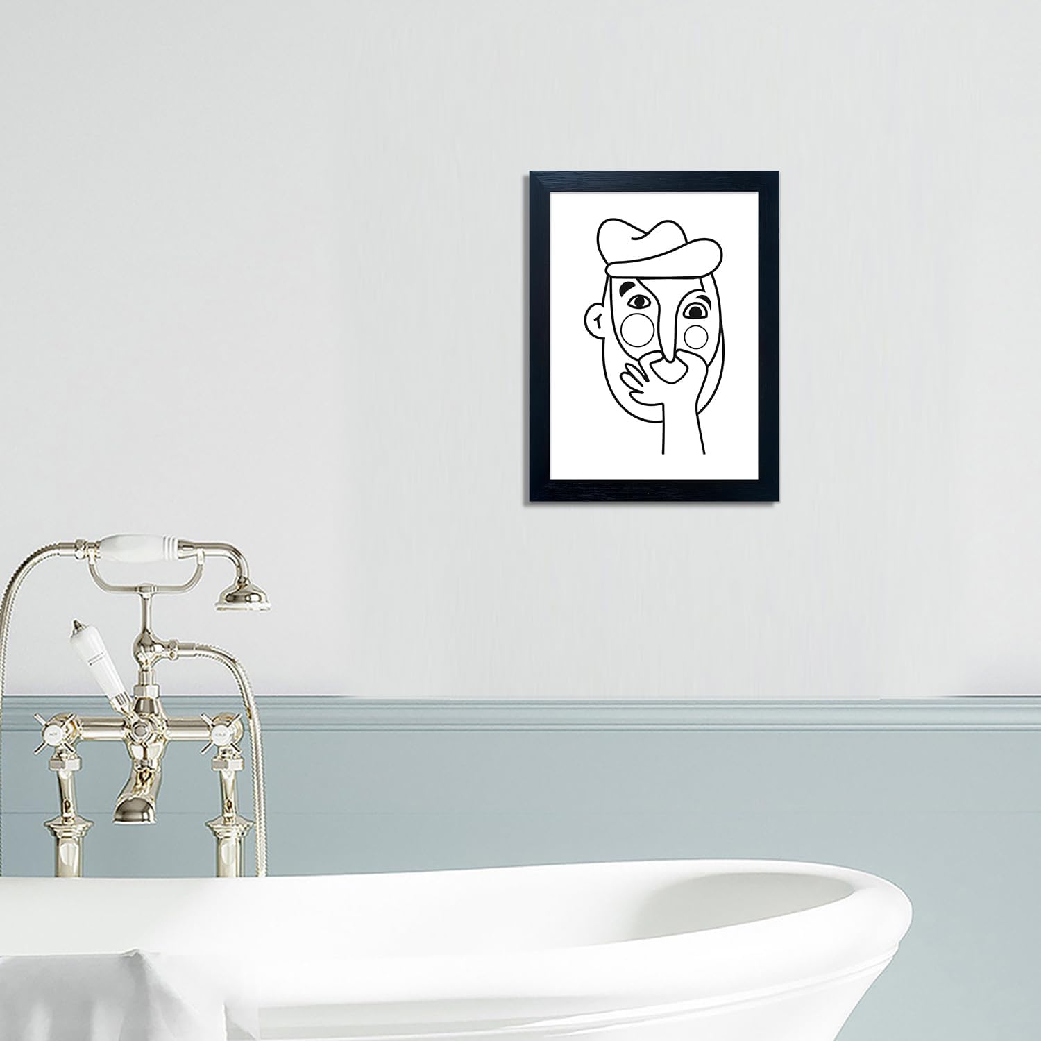 Skiennix Funny Bathroom Wall Art - Modern Minimalist Canvas Print | Hilarious Black & White Decor