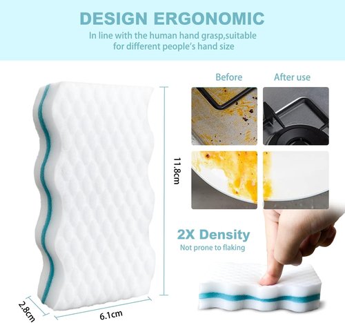 BINI'S Magic Sponge Eraser - Extra Durable Multi-Purpose Cleaner Pads | 6 Count for Shoes, Bathrooms & Cars