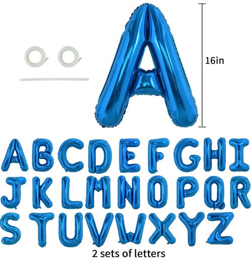 TONIFUL 52 Pieces 16 Inch Navy Blue Letter A-Z Balloons,Custom Phrase Mylar Foil Alphabet DIY Personalized Phrase Banner for Birthday Anniversary Celebration Graduation Party Supplies Decoration