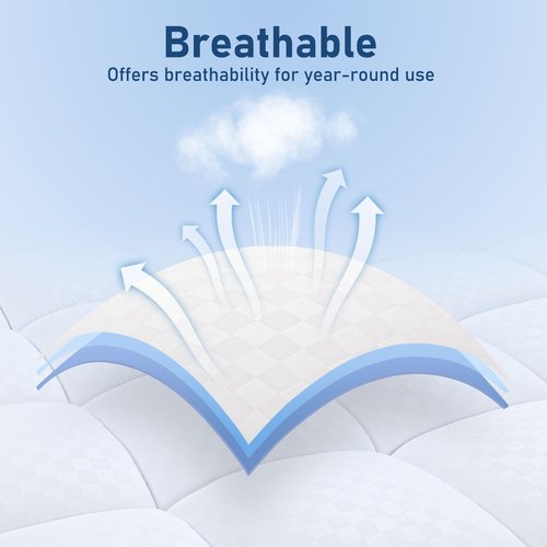 King Mattress Topper Extra Thick Pillowtop Cooling Mattress Topper Plush Mattress Pad Cover Protector with 8-21 Inch Deep Pocket 3D Snow Down Alternative Fill White