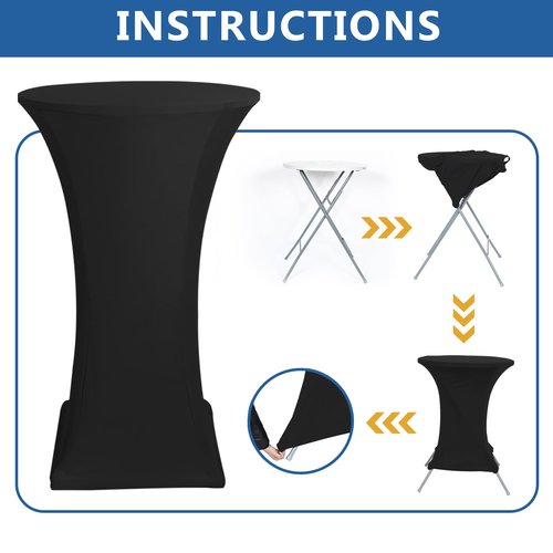 Enjoyidea Cocktail Table Covers-Spandex Round High Top Table Cloths 10 Pack 32x43 Inch-Black Stretch Fitted Bar Tall Tablecloth for Pub Bistro Highboy Party Event Banquet Height Folding Satnding
