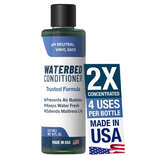 2X Concentrated Waterbed Conditioner — Made in USA — pH Neutral & Vinyl Safe Formula — Keeps Water Fresh & Clear, Prevents Air Bubbles & Odor — Extends the Life of all Waterbed Mattress Types — 8 OZ