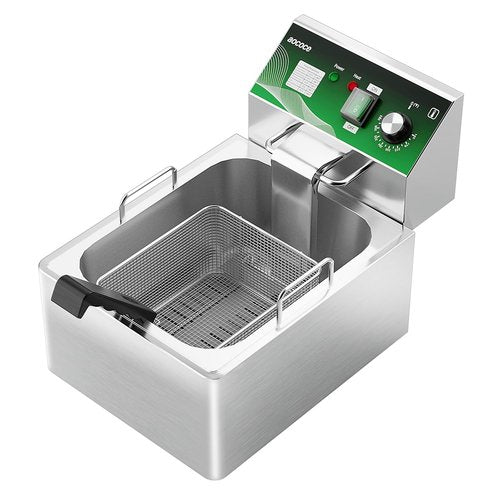 10L (10.57QT) Electric Fryer with Basket - 1700W Stainless Steel, One-Touch Switch & Temp Control, Easy Clean Countertop Fryer