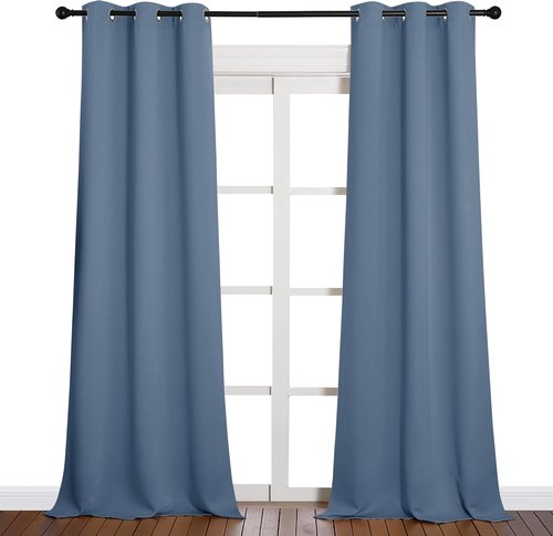 NICETOWN Blackout Curtains - Thermal Insulated & Noise Reducing | 90 Inches Long, Stone Blue, 42 Inches Wide, 1 Pair