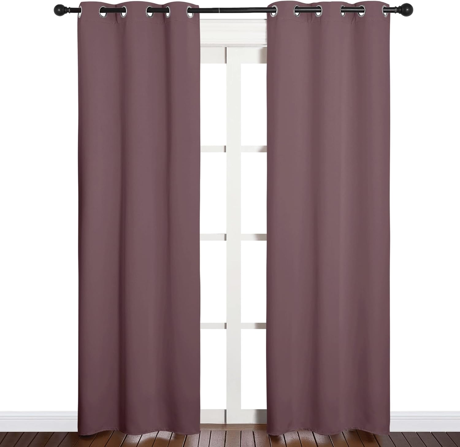 NICETOWN Thermal Insulated Blackout Curtain Panels - Dry Rose, 34x84 Inch, 1 Pair for Basement