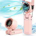 PlayHot Portable Handheld Turbo Fan - 5-Speed Rechargeable Personal Fan | 5000mAh Battery, 12-Hour Use, Lightweight 0.6lb, 3-in-1 Design (Pink)