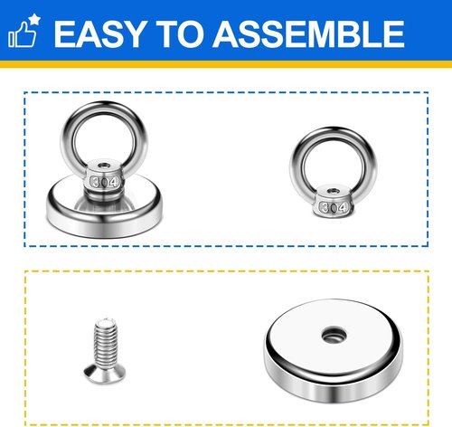 Magnetic Hooks - 60 lbs Pulling Force Rare Earth Design | 10 Pack for Home, Kitchen & Office