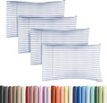 Skiennix Standard Pillow Cases Set of 4 - Soft Hotel Quality Covers | Cozy & Comfy Bedding - Blue Stripes