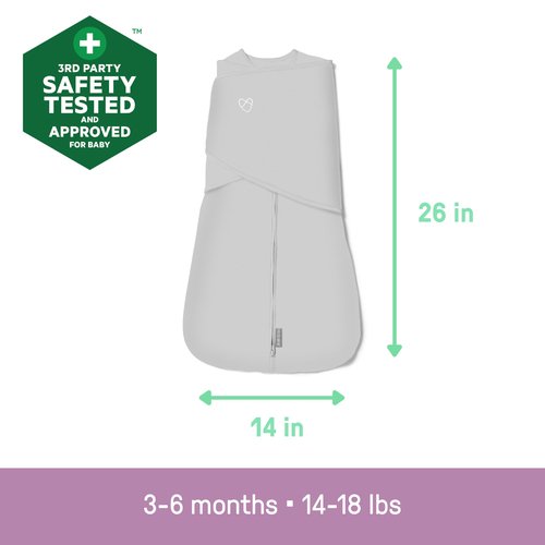 Ingenuity Arms Free Transitional Swaddle, Size 3-6 Months, 14-18 Pounds, Arms Swaddled in or Out, 1.0 TOG - Luna