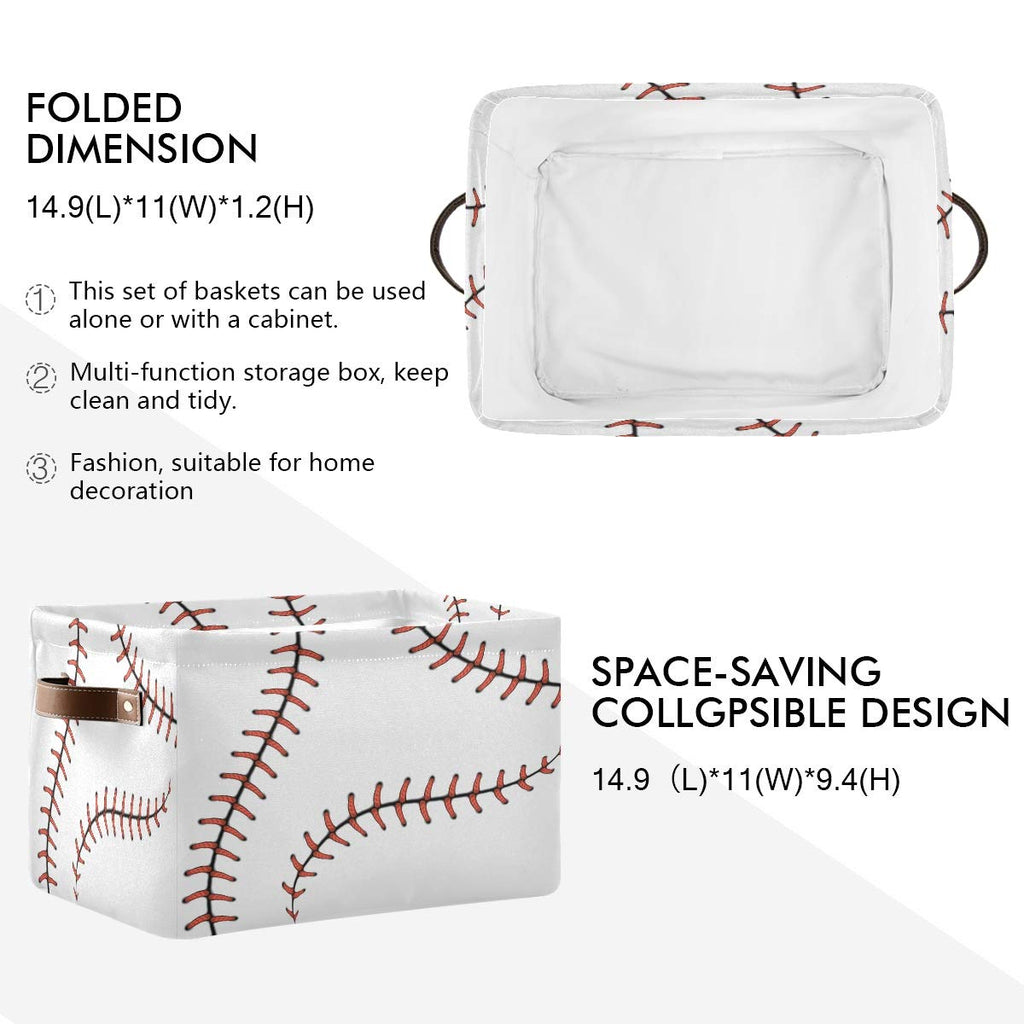 AUUXVA Baseball Storage Basket, Sports Theme Softball Large Storage Bins Box with Handles, Easter Gift Baskets Ideal for Baby Kids, Room Nursery Decor, Organizing Clothes, Toys, Books, Collapsible