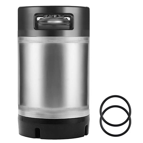 Hgkeke New 2.5 Gallon Ball Lock Keg, 304SS Corny Keg Cornelius Keg with Dual Rubber Handles & Rubber Bottom -Portable Beer Keg with 2 Keg Lid Gaskets - Ideal for Homebrew Party Beer&Beverage Disperse