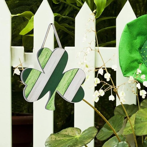 Vibrant Green Shamrock Hanging MDF Sign with Rope Hanger (13" x 14") - 1 Pc. - Perfect for Irish-Themed Decor, Parties & Celebrations