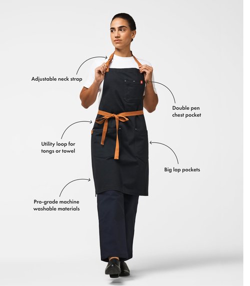 hedley & bennett Essential Apron – Adjustable Bib Chef Apron with 3 Pockets & Towel Loop – 12oz Cotton Canvas – Midnight Blue