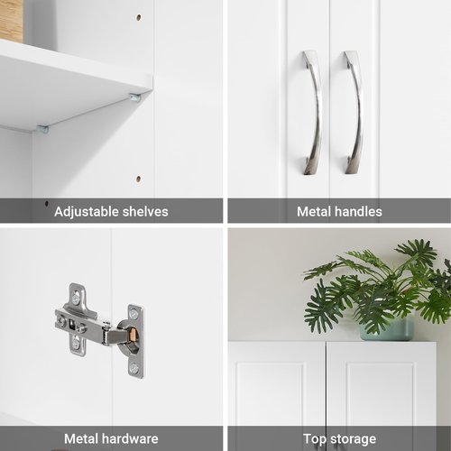 SoBuy Bathroom Cabinet Wall Mount with Doors and Adjustable Shelves, Medicine Cabinet Organizer for Small Bathroom Storage, Over The Toilet or Laundry Room Cabinets Wall Mounted, White FRG231-T-W