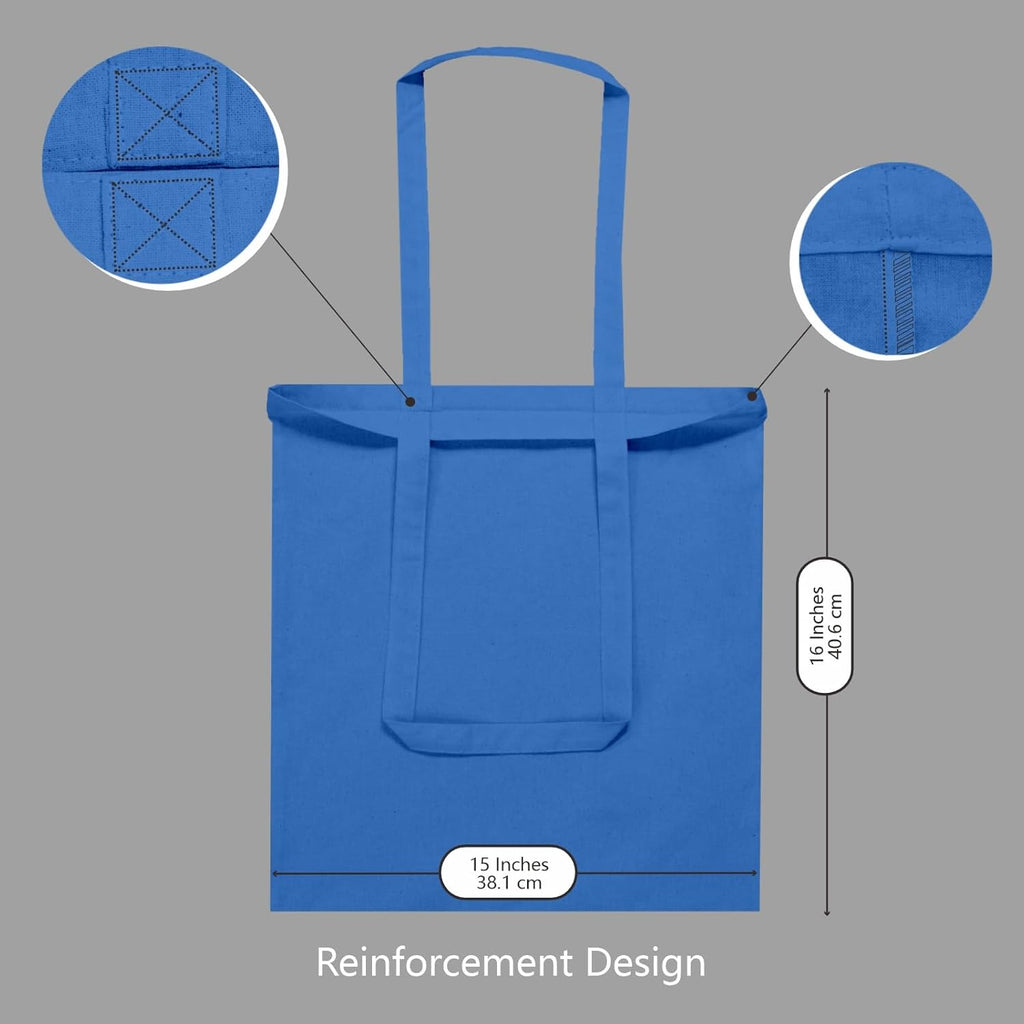 TOPDesign 24-Pack Ocean Blue Cotton Tote Bags - Lightweight, Reusable Grocery Shopping Bags | Ideal for DIY & Promotions