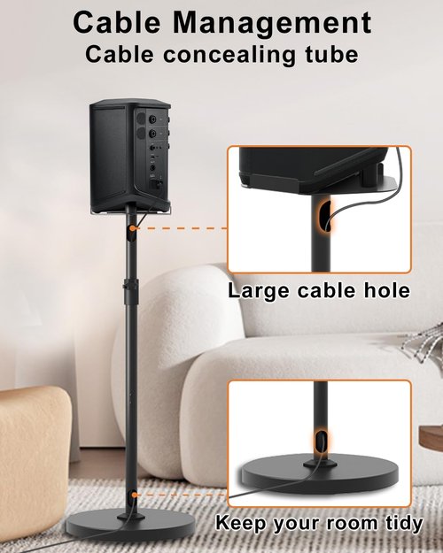 Height Adjustable Speaker Stand for Bose S1 Pro / S1 Pro Plus Floor Stand, Extends 45" to 54", Holds up to 20LBS, Wireless Studio Monitors Heavy Duty Speakers Stands for Bose, Easy to Install, Black