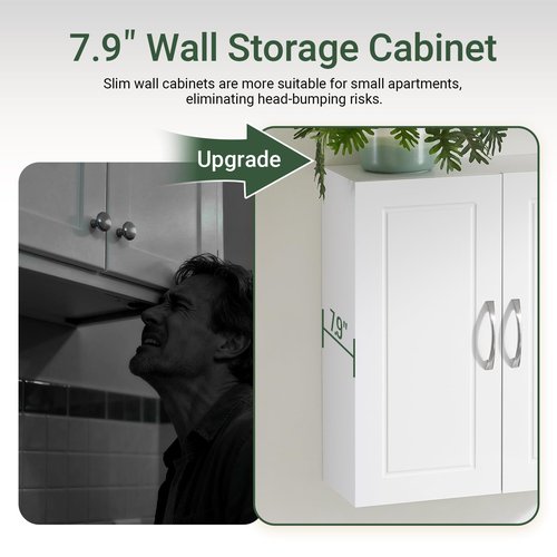 SoBuy Bathroom Cabinet Wall Mount with Doors and Adjustable Shelves, Medicine Cabinet Organizer for Small Bathroom Storage, Over The Toilet or Laundry Room Cabinets Wall Mounted, White FRG231-T-W