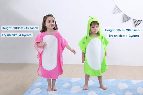 LOLANTA Baby Boys Dinosaur Hooded Bath Towels, Toddlers Kid's Beach Towel Pool Poncho Swim Terry Cloth Cover-Ups 100% Cotton (Green#B, 1-3T)