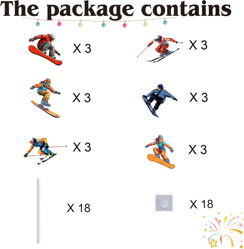 Skiennix 18-Piece Ski Cupcake Toppers - Perfect Winter Sports Cake Decor for Skiing Parties