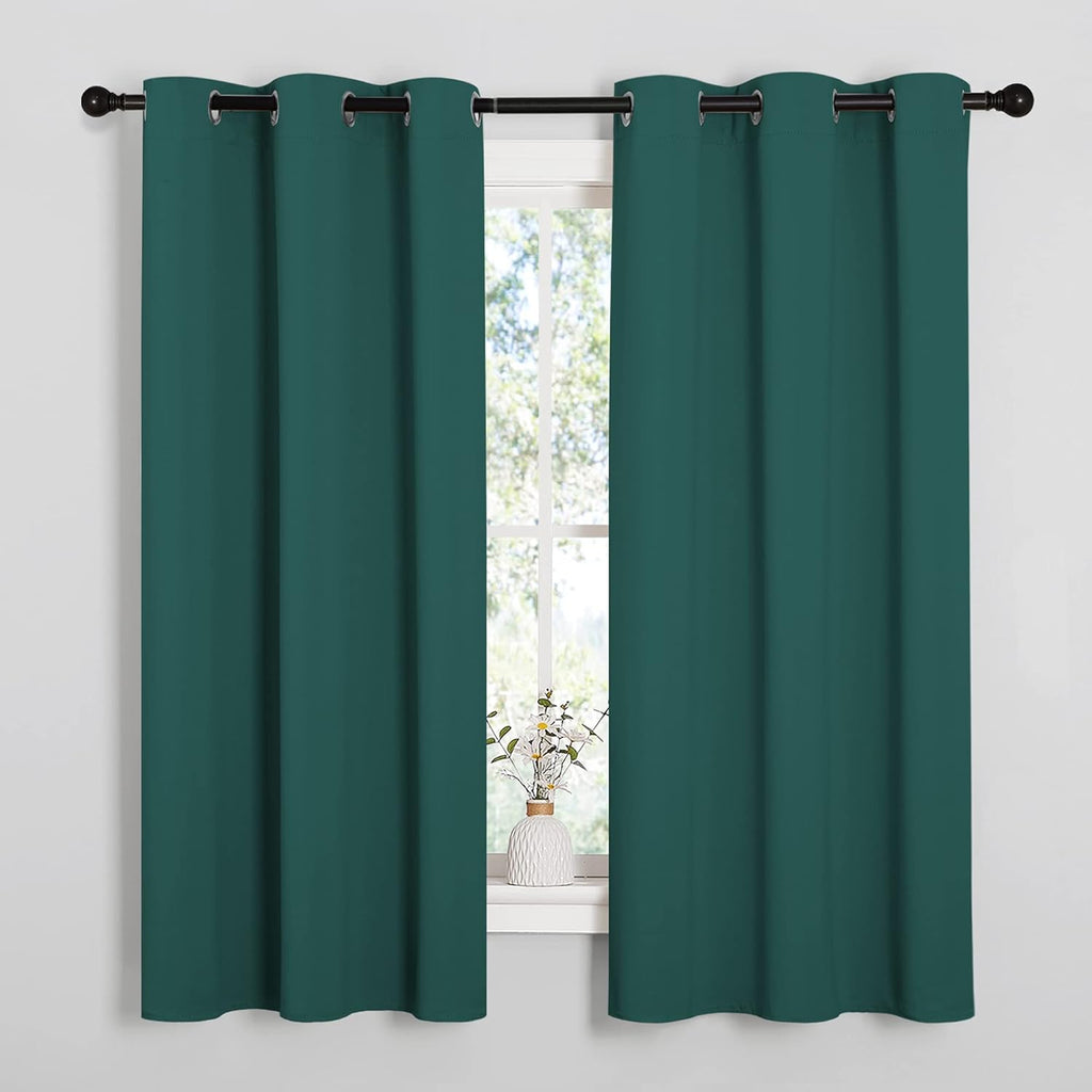 NICETOWN Thermal Insulated Blackout Curtains - Solid Grommet Panels for Dining Room | Hunter Green, 42x63-Inch (1 Pair)