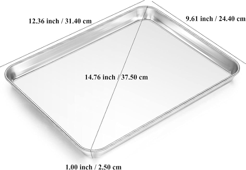 Yododo Baking Sheet Set - Stainless Steel Cookie Tray with Non-Toxic Silicone Mat | 12-Inch Size, Easy Clean