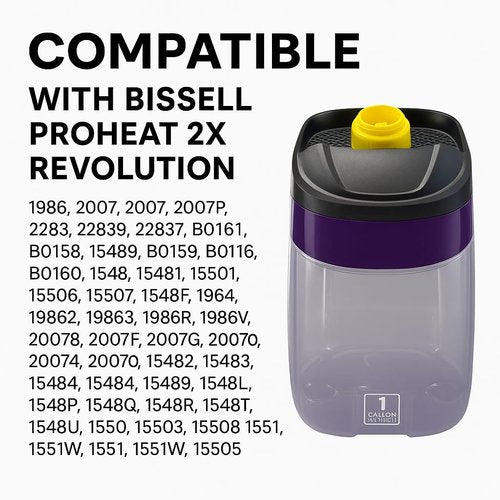 Replacement Clean Tank with Cap for Bissell ProHeat 2X Revolution Carpet Cleaners – Fits Models 1548, 1986, 2007, 2007P & Much More – Replaces OEM Part #1610043