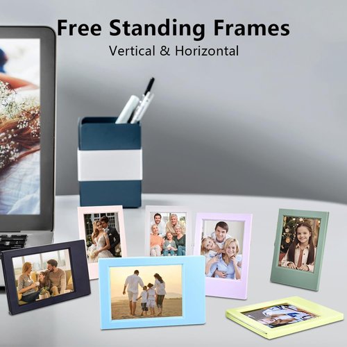 Ukontagood 16 Pack 2x3 Picture Frame for Fujifilm Instax Mini Polaroid Film, 8 Colors Mini Picture Frames with Stand, 3 Inch Polaroid Picture Frame for Home & Office Tabletop Display