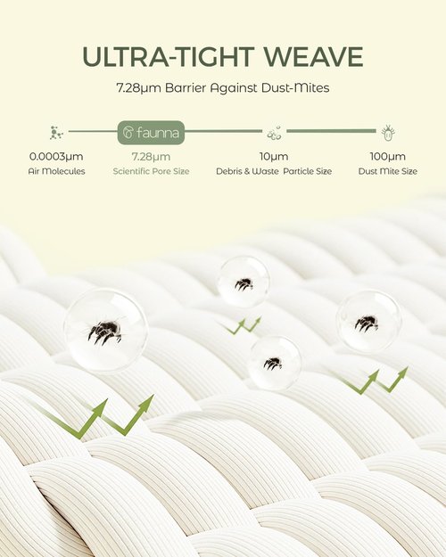 FAUNNA 100% Cotton Duvet Cover, Hypoallergenic Bed Bug Proof White Minimalist Comforter Cover Zipper-Featuring Antimicrobial Product Protection for Enhanced Freshness Duvet Protector (Queen)