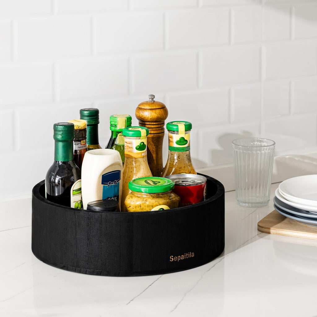 3 pcs Snack Organizer Wooden Snack Tray Countertop Organizer Black Snack Containers Condiment Holder Serving Tray Snack Storage Bin for Kitchen Office