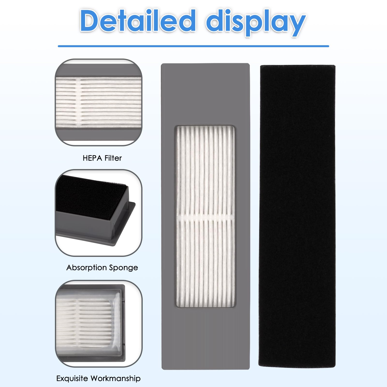 (6 Pieces) T8 HEPA Filter For Robot Vacuum ECOVACS DEEBOT OZMO N10 N10 Plus 920 950 T8 AIVI Max T9 T5 N5 N7 N8+ N8 Pro Plus DX55 DX93 DJ65, Robot Vacuum Cleaner Filter Accessories