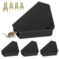 Mouse Station with Keys Black 4 Pack, Key Required Mouse Stations, Mice Stations, Keeps Children and Pets Safe Indoor & Outdoor
