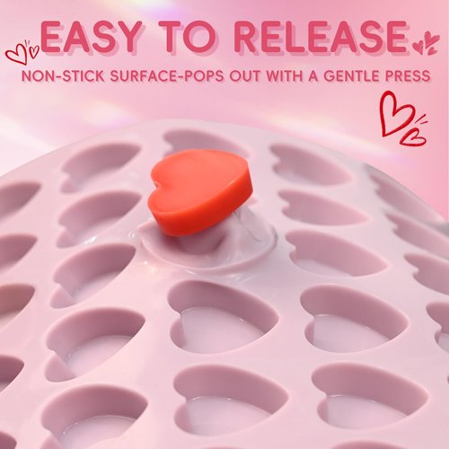 Heart Silicone Mold, 2 Pcs Heart Chocolate Candy Mold, 96 Cavity Small Valentine Silicone Molds for Baking Chocolate, Candy, Gummy, Ice Cubes, Jelly, Jello, Cake Decorations, Cupcake Toppers for Mom