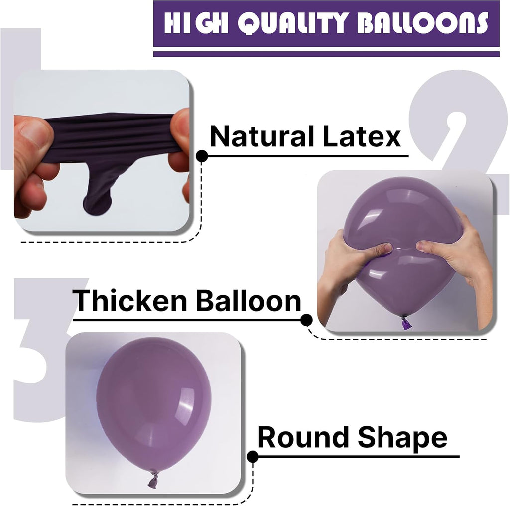 PartyWoo Dusty Purple Balloons - 50 Pcs 12 Inch Matte Latex for Weddings & Celebrations