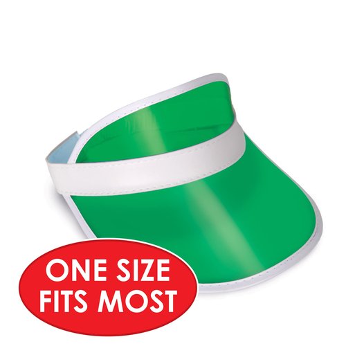 Beistle Clear Green Plastic Dealer’s Visors – 6 Pack, Translucent Las Vegas Casino-Style Hats with White Trim, Party Accessories for Casino, Poker, or Retro Themes