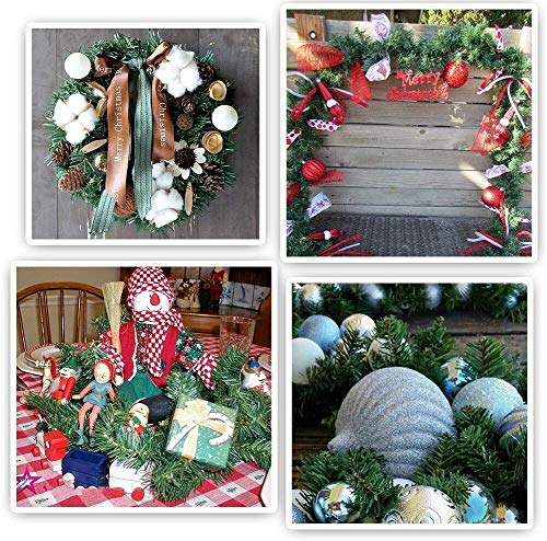 24 Pcs Garland Ties Artificial Pine Needles Christmas Tree Branches Wired Faux Greenery Stems 12inx1.6in in Green for Christmas Decoration Craft Gift Wrapping