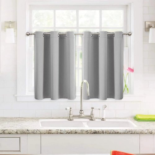 ChrisDowa Small Window Curtains - Grommet Thermal Insulated Room Darkening Panels (Light Grey, 42 x 36 Inch)