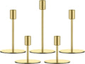 Smtyle Gold Taper Candle Holders - Set of 5 Matte Finial for Elegant Wedding & Dining Table Decor