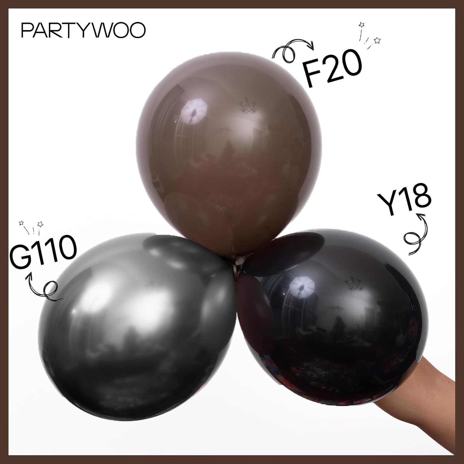 PartyWoo Dark Brown Balloons - 100pcs 12 Inch Latex Helium Balloons for Fall Celebrations