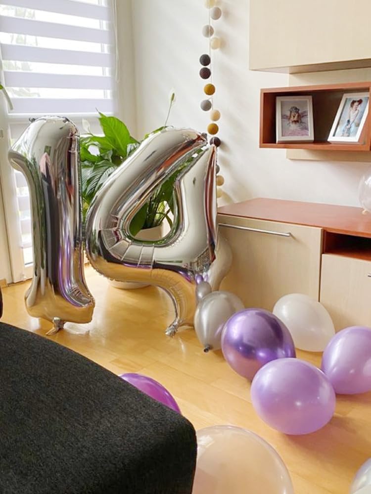 Skiennix 40 Inch Silver Number Balloon - Glamorous 40th Birthday Party Decoration for Men & Women