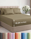 Skiennix Extra Deep Full Sheet Set - 6 Piece Breathable Cooling Bedding - Soft Wrinkle-Free Khaki