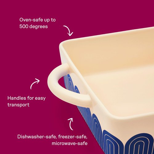 Great Jones Hot Dish (Blueberry) | 9"x13" Ceramic Casserole Dish | Oven-Safe to 500°F | Dishwasher, Freezer & Microwave-Friendly | Perfect for Lasagna, Cakes, Roasts & More | Durable Bakeware