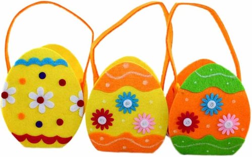 minkissy Easter Themed Candy Pouch Portable Egg Shaped Bag Color Non Woven Fabric for Party Favors Treats and Egg Hunts for Surprises and Decorations