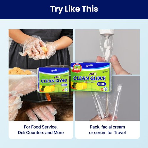 CLEANWRAP Disposable Gloves - LDPE, BPA FREE (500 Piece) - Mothers Day Gifts for Mom I Food Service & Clean Disposable Plastic Gloves Korean, Clean Vinyl Glove