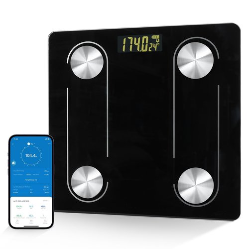 YPENSLZX Digital Simple Scale with Led Display Practical Body Fat Scale, Bathroom Scale with Smartphone App (Black)