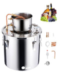 VEVOR Alcohol Still, 8 Gal / 30 L Stainless Steel Water Alcohol Distiller with Copper Coil, Home Brewing Refining Fermentation Kit with Thermometer, for Wine Whisky Brandy, Silver